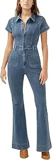 [Silver Jeans Co.] Womens 70s Flare Leg Denim Jumpsuit