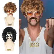 70s 60s 80s Disco Retro Wig Necklace Set Afro Costume Curly Wig Black Brown