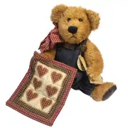 Boyd's Bears Delbert The Quilt Patch Bear Denim Overalls Vinyl Paw Pads 10" NWT