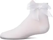 [MeMoi] Girls' Tulle Bow Anklet Socks, White, 6