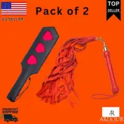 2-Pack Red Leather Suede Floggers Spanking Paddle BDSM Toy for Couples 26 Tail