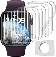 [Uyiton] 8Pack Screen Protector for Apple Watch Series 9/8/7 45mm, Military-Grade TPU Film, Scratch-Resistant, Anti-Fingerprint, Oleophobic Coating, Easy to Install