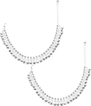 [BESTYASH] 2pcs Anklet Bracelet Set Women Ethnic Vintage Anklet Bells Boho Foot Jewelry