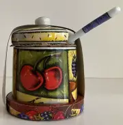 Uptown Market Jam Jar Spoon New In Package Ceramic Cherry Strawberry Blackberry