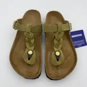Birkenstock New w/ Box Gizeh Braided Olive Green Oiled Leather Reg Select Size