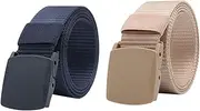 [SAFIGLE] 2 Pcs Canvas Belt Weight Lifting Waist Band Plastic Buckle Adjustable Outdoor Training Waist Belt for Men Women Biege Dark