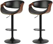 [Artiss] Bar Stools Counter Height Stool Set of 2, Wooden Dining Chair Swivel Chairs, Gas Lift Barstools PU Leather Padded Seat with Footrest for Home Cafe Black