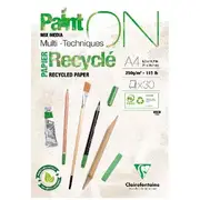 Clairefontaine PaintON A4 Recycled Mixed Media Pad 30 Sheets