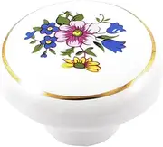 Ceramic Knob,Cabinet,Furniture Pull Handles,Door Pull,Drawer Pull Handle,Cabinet Drawer Pink Yellow Blue Floral Ceramic Knob Pull
