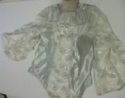 Praisewear Tunic Liturgical Church Dance White Silver cross Top Child Sequins