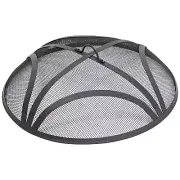 Sunnydaze Black Reinforced Steel Mesh Fire Pit Spark Screen with Ring Handle ...
