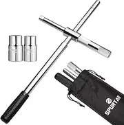Spurtar 25" Telescoping Lug Wrench, 4-Way Universal Tire Tool Wheel Brace Set with 4 Standard Sockets (17/19, 21/22mm) Strong Storage Bag for Repair Car Vehicle Auto Tire Nut Wrench