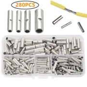 280Pcs Ferrule Crimp Wire Terminal Bare Copper Splice Butt Connectors 22-10 AWG