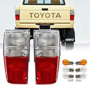 USR 84-88 4Runner Tail Lights - Rear Replacement Taillight Lamp Set (Left + Right) Compatible with 1984-1988 Toyota Pickup Truck 2WD/4WD & 84-89 4 Runner (Red/Clear Lens, 6 Bulbs, Wiring Included)