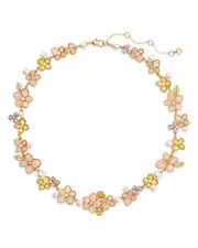 kate spade new york Pastel Petals Mixed Stone Flower Statement Necklace in Gold Tone, 16