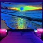Travel Sunset Ocean Wall Art Poster Blacklight Tapestry UV Reactive Wall Hanging
