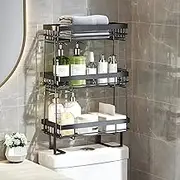 3-Tier Over The Toilet Shelf, Bathroom Shelf Above Toilet, Bathroom Organizers, Toilet Storage Rack, Multipurpose Storage Organizer for Bathroom, Laundry (Black)