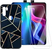ESACMOT Classic Stripes Case Compatible with Vsmart Active 3 + [2 Pack] Screen Protector Tempered Glass, Shockproof Case Cover for Vsmart Active 3 (6.39 inch)