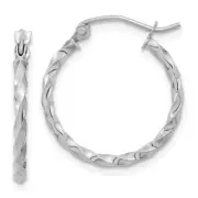 21.53mm 10k White Gold Twist Polished Hoop Earrings 10TC390W
