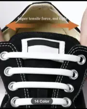 No Tie Shoelaces for Teens & Adults OS Stretch Silicone Elastic White Shoe Laces