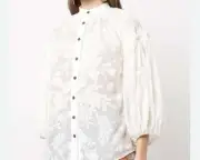 Zimmerman Tropical Pattern Ivory Puff Sleeve Shirt Size 1/ US 8