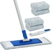 Floor Cleaning Microfiber Flat Mop with 4 Washable Mop Pads 57" Long Handle