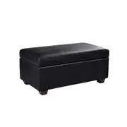 Compact PU Leather Storage Ottoman Black