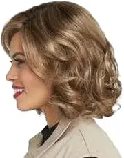 Women's Wig Shoulder Length Modern Scrunched Soft Wavy Chic Hair (Brown)