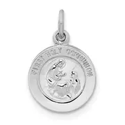 Sterling Silver Rhodium-Plated Polished Solid 1St Holy Communion Pendant