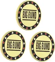 ibasenice 3pcs Big and Small Blinds Poker Cards Counting Money Tokens Small Double-Sided Poker Chips Gambling Tokens Game Tokens Chips Plaything Game Accessory Game Supplies Party Favor Iron