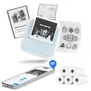 Portable Mini Thermal Printer – Bluetooth Sticker Printer with 5 Rolls of Pap...