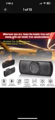 Car Kit Speakerphone Wireless B-T Hands Free Multipoint Sun Visor Speaker