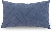 PLWORLD Blue Lumbar Pillow Cover 12x20 Inch, Pleated Decorative Small Throw Pillow Case, Soft Velvet Textured Cushion Case for Couch Bedroom, 1PC Cover Only No Insert