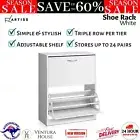 24 Pairs Shoe Cabinet Shoes Storage Rack Wooden Shelf Organiser Cupboard White