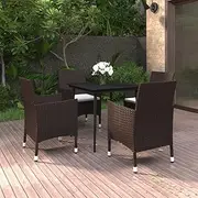 5 Piece Garden Dining Set with Cushions Poly Rattan and Glass,Outdoor Furniture Sets-3099722