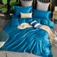 Betrise潽藍 純色系列 雙人 頂級300織精梳長絨棉素色刺繡四件式被套床包組