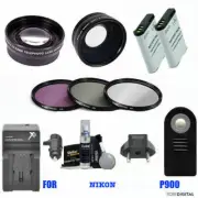 FISHEYE MACRO LENS +HD ZOOM LENS +2PC EN-EL23 + CHARGER FOR NIKON COOLPIX P900