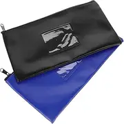 Sewroro Bank with Zipper Cash Pouch for Receipts Coins Pu Leather Organizer with Window