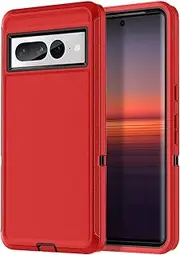 [I-HONVA] for Google Pixel 7 Pro Case Shockproof Dust/Drop Proof 3-Layer Full Body Protection [Without Screen Protector] Rugged Heavy Duty Cover Case for Google Pixel 7 Pro 6.7 inch,Red/Black