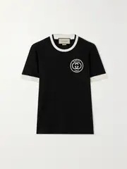 [Gucci] Gucci - Embroidered Cotton-jersey T-shirt - Black - M M Black