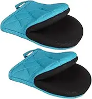 WeiLaiKeQi Pair of Mini Oven Gloves with Grip, Suitable for Baking and Cooking in The Kitchen, Blue, as described