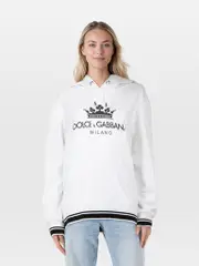 White Crown Logo Jersey Hoodie