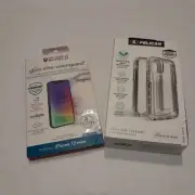 iPhone 12 mini Clear Phone Case, Belt Clip by Pelican, + Screen Protector Bundle