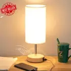 Bedside Touch Lamp, 3-Way Dimmable, USB Port, Flaxen Shade, LED Bulb Included