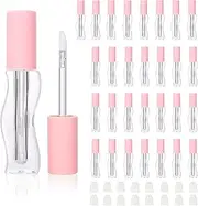 COSIDEA 30pcs Empty 2.5ml/0.08oz Pink lip gloss tubes with wand unique Wave shape lipgloss tube container small capacity for lip Tint DIY