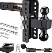 Adjustable Trailer Hitch -Drop Hitch-Tow Hitch with 2.5 inch Receiver-6inch Drop/Rise, 2" & 2-5/16" Ball Hitches for Trucks, 22,000 LBS GTW, Trailer Hitches with Anti-Theft Pin, Black…