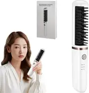 USB Rechargeable Mini Cordless Hair Straightener Comb, 2 in 1 Anti-Scalding Desi