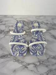 Dolce Vita Women's White Paisley Square Toe Y2K Lester Slide Sandals Size 7.5