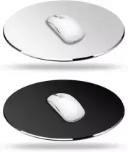 2 Pack Aluminum Mouse Pad Silver & Black Smooth Magic Ultra Thin Double Side ...