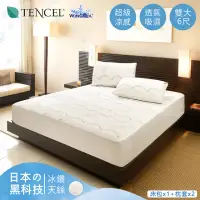 在飛比找momo購物網優惠-【眠bed】Tencel舒涼天絲床包組(雙人加大 保潔墊 浪